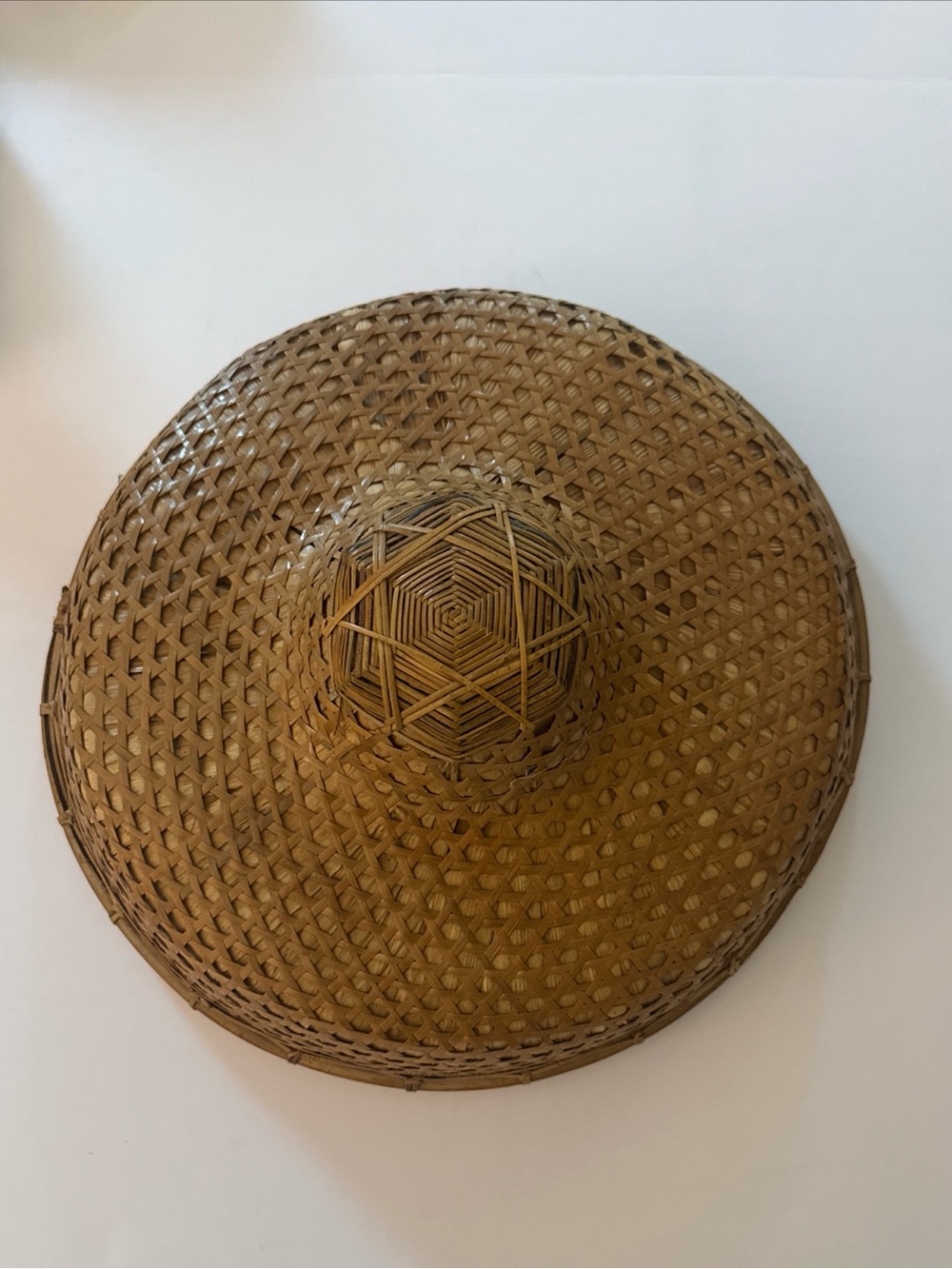 Vintage Asian Rice Paddy Hat / Bamboo Conical Farmer Hat – 14” Handwoven